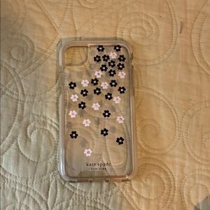 kate spade Clear Case with Black and White Floral Design